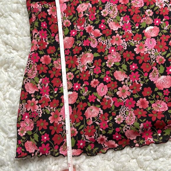 Pink and Black Y2K Long Sleeve Semi Sheer Long Sleeve Floral Square Neck ST20 - Picture 7 of 9